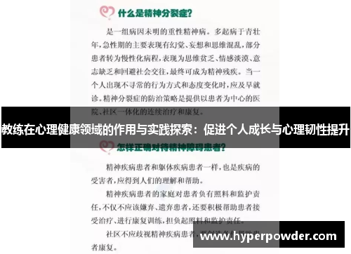 教练在心理健康领域的作用与实践探索：促进个人成长与心理韧性提升